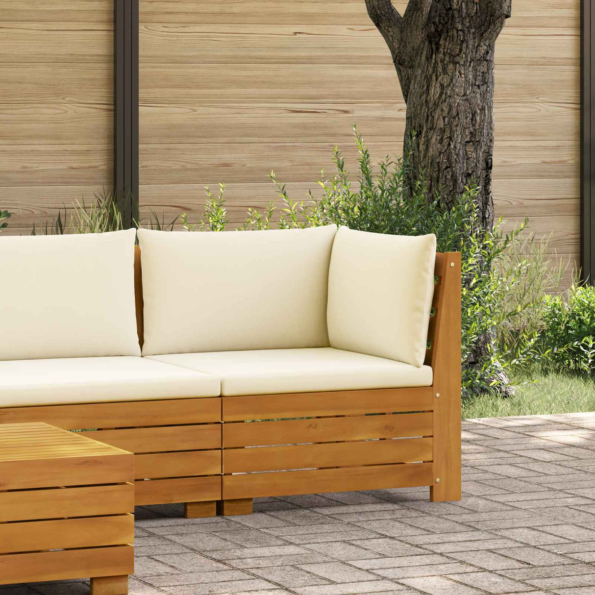 Garden Sofa Corner Solid Acacia Wood Brown