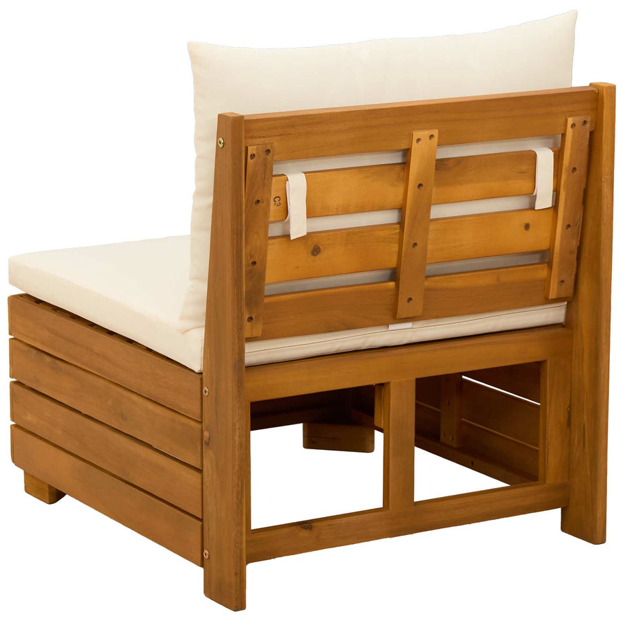 Garden Middle Sofa Solid Acacia Wood Brown and Cream white