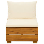 Garden Middle Sofa Solid Acacia Wood Brown and Cream white