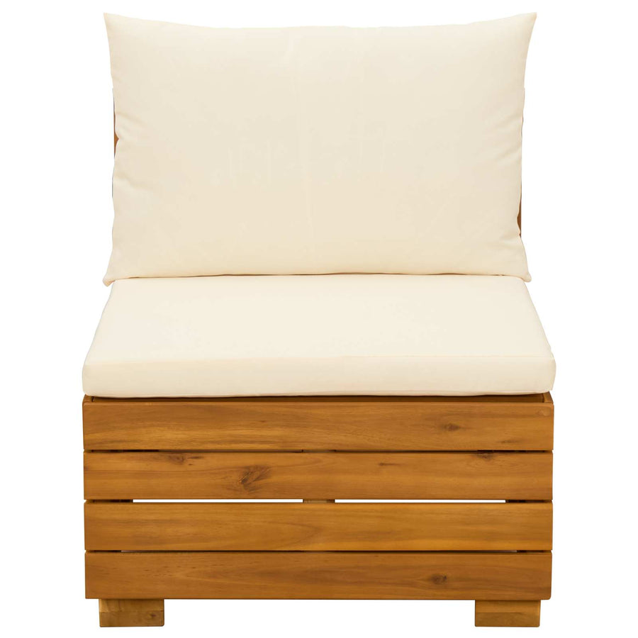 Garden Middle Sofa Solid Acacia Wood Brown and Cream white