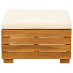 Garden Footstool Solid Acacia Wood Brown and Cream white