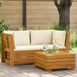 Garden Lounge Set with Cushion 2 Piece Brown Solid Acacia Wood