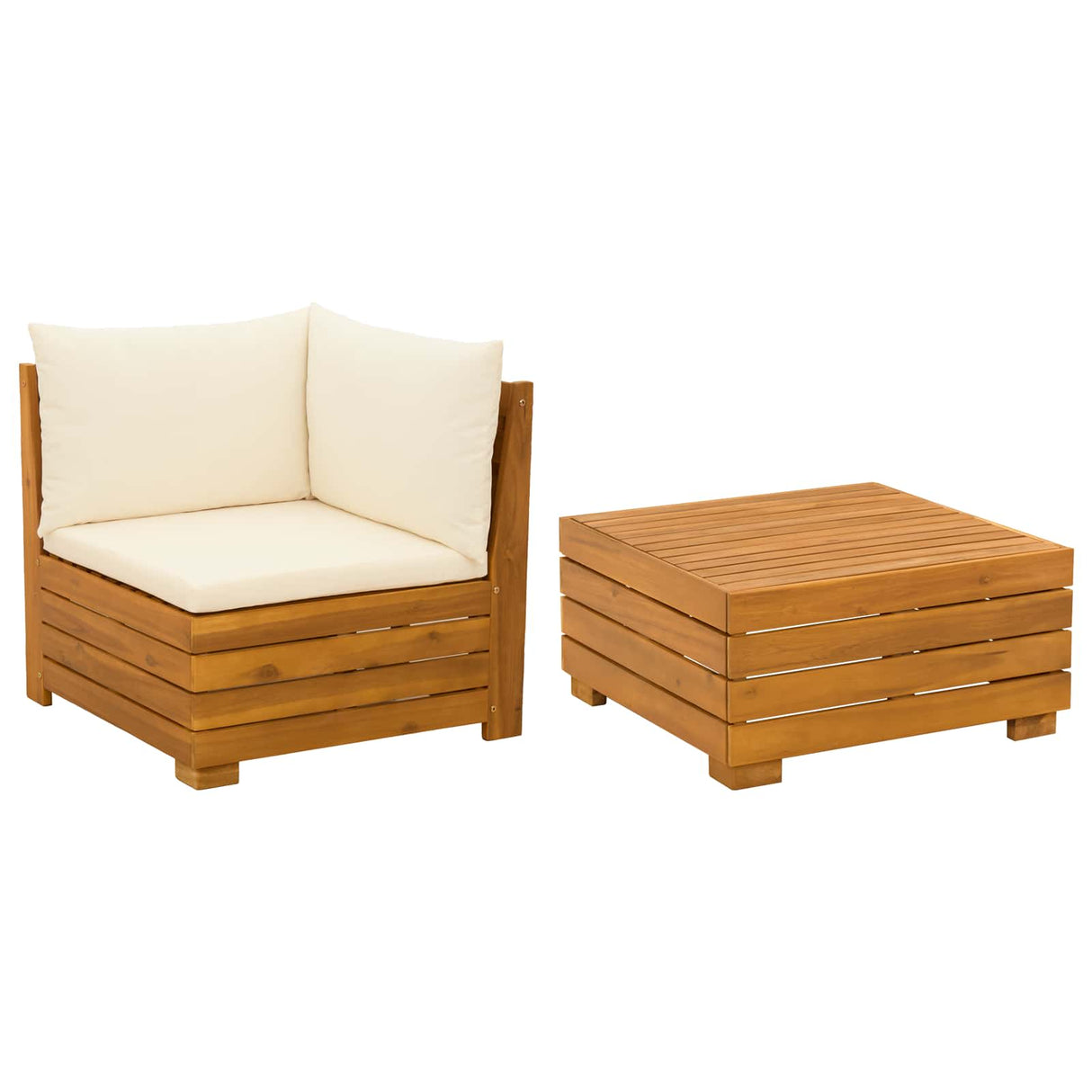 Garden Lounge Set with Cushion 2 Piece Brown Solid Acacia Wood