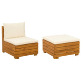 Garden Lounge Set with Cushion 2 Piece Brown Solid Acacia Wood - Front View