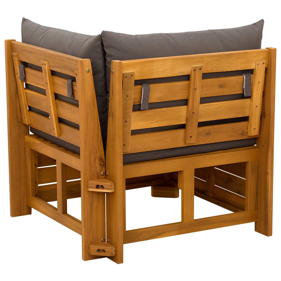 Garden Sofa Corner Solid Acacia Wood Brown