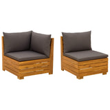 Garden Lounge Set with Cushion 2 Piece Brown Solid Acacia Wood