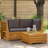 2 Piece Garden Lounge Set Solid Acacia Wood Brown