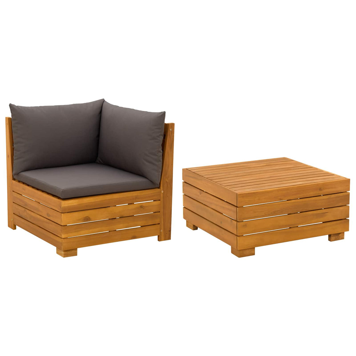 2 Piece Garden Lounge Set Solid Acacia Wood Brown