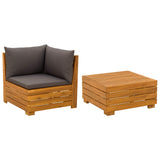 2 Piece Garden Lounge Set Solid Acacia Wood Brown - Front View