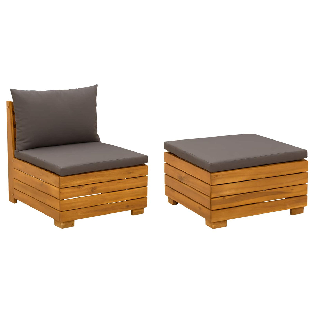 Garden Lounge Set with Cushion 2 Piece Brown Solid Acacia Wood