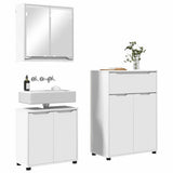Bathroom Furniture Set with Drawer 3 pcs White Engineered Wood - Side View