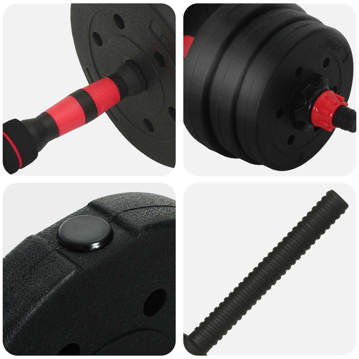 2-in-1 Dumbbell Set 30kg Black and Red Cement and Iron Sand
