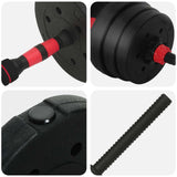 2-in-1 Dumbbell Set 30kg Black and Red Cement and Iron Sand