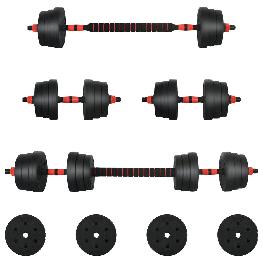 2-in-1 Dumbbell Set 30kg Black and Red Cement and Iron Sand
