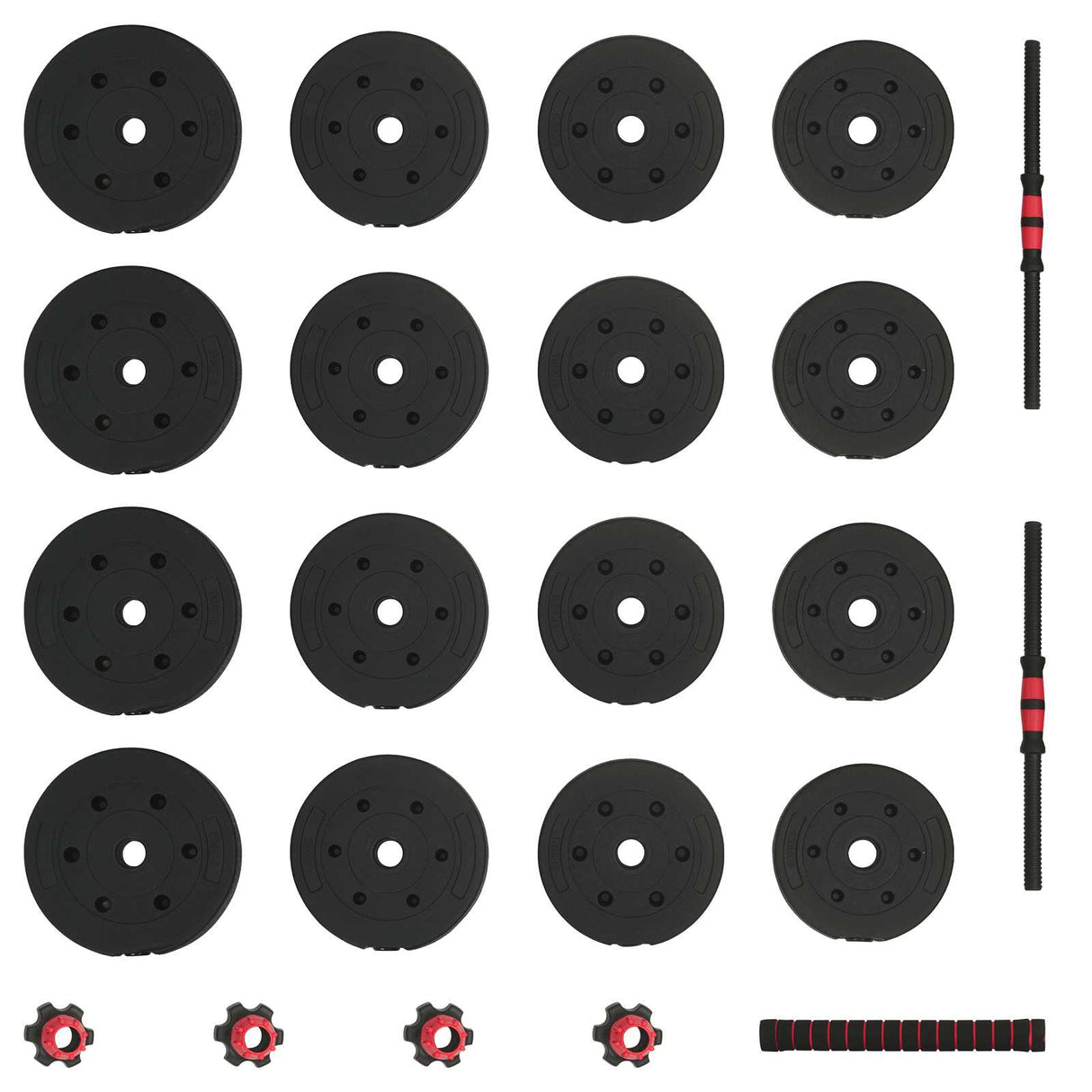 2-in-1 Dumbbell Set 30kg Black and Red Cement and Iron Sand