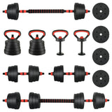 4-in-1 Dumbbell Set 30kg Black and Red Cement and Iron Sand - Front View