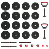 4-in-1 Dumbbell Set 30kg Black and Red Cement and Iron Sand