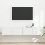 TV Wall Cabinet 2 pcs White Engineered Wood