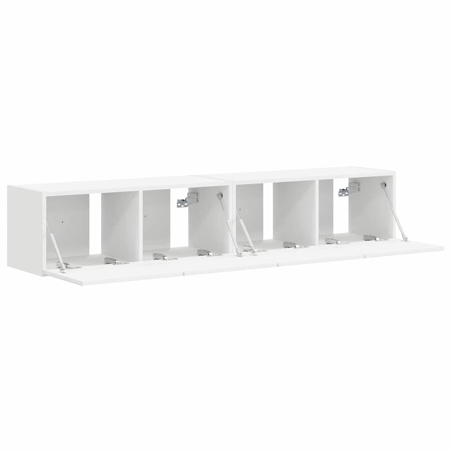 TV Wall Cabinet 2 pcs White Engineered Wood