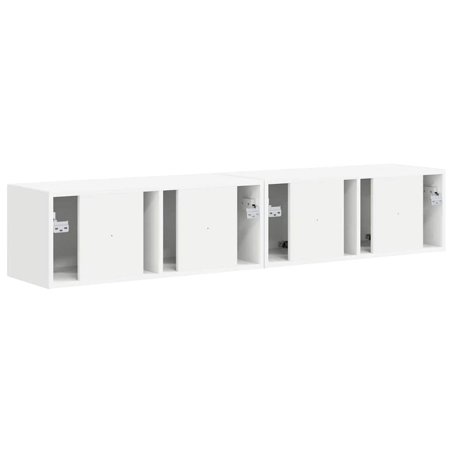 TV Wall Cabinet 2 pcs White Engineered Wood