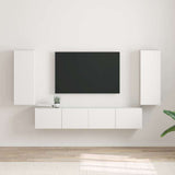 TV Wall Cabinet 2 pcs White Engineered Wood