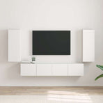 TV Wall Cabinet 2 pcs White Engineered Wood