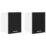Hanging Cabinet 2 pcs Black Oak and White 30 x 31 x 40 cm - Front View