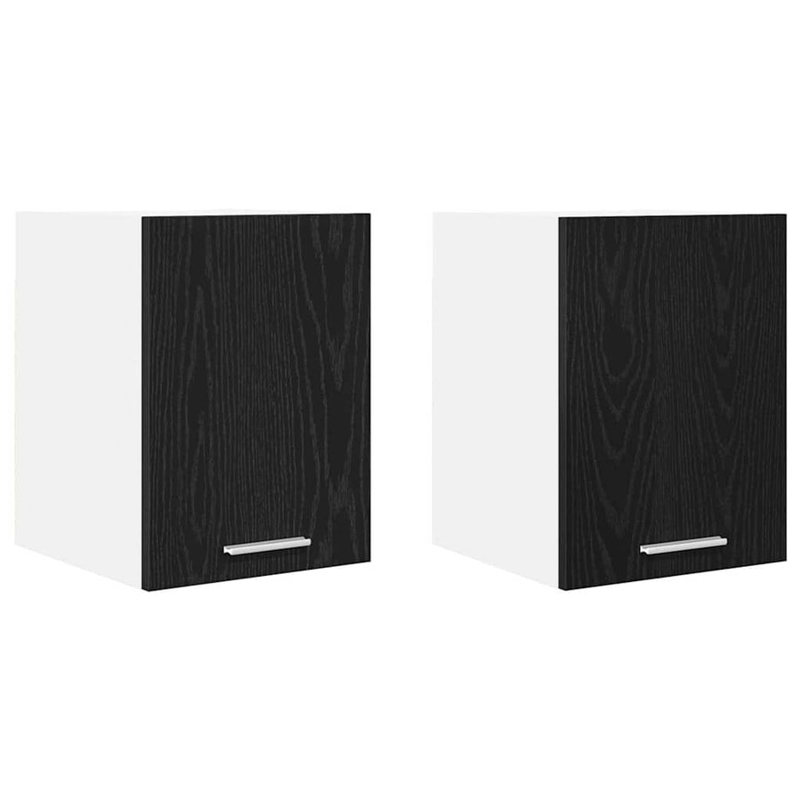 Hanging Cabinet 2 pcs Black Oak and White Engineered Wood