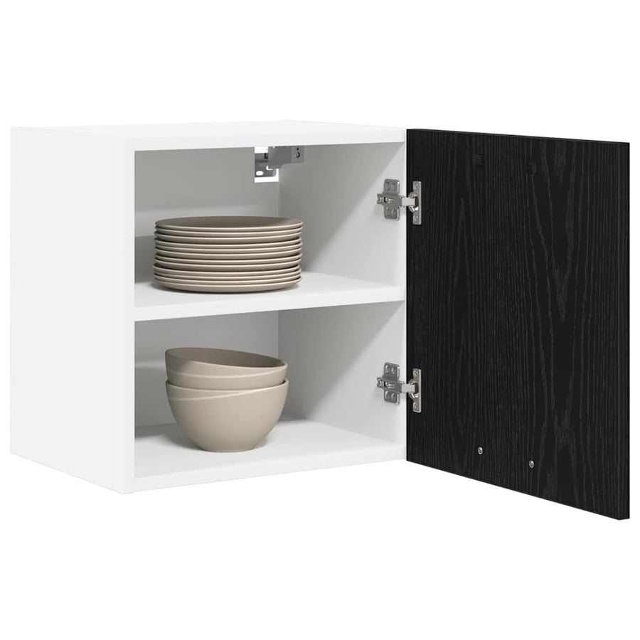 Hanging Cabinet Black Oak and White 40 x 31 x 40 cm