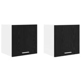 Hanging Cabinet Riga 2 pcs Black Oak and White 40 x 31 x 40 cm - Front View