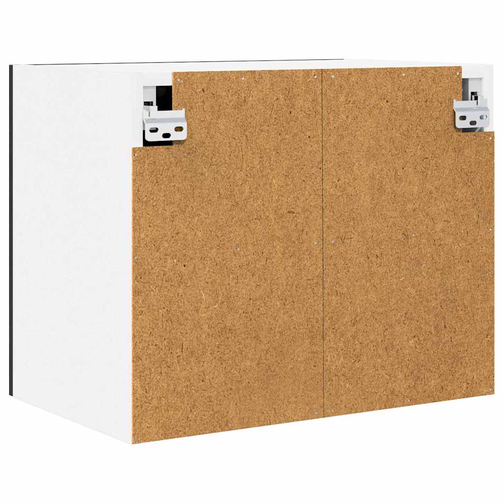Hanging Cabinet with Door Black Oak and White 50 x 31 x 40 cm