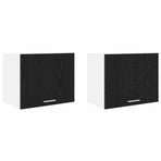 Hanging Cabinet 2 pcs Black Oak and White Engineered Wood