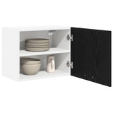 Hanging Cabinet Riga 2 pcs Black Oak and White 50 x 31 x 40 cm - Side View