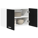 Hanging Cabinet Riga Black Oak and White 60 x 31 x 40 cm - Side View
