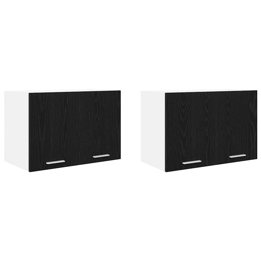 Hanging Cabinet 2 pcs Black Oak and White Engineered Wood