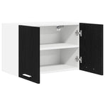 Hanging Cabinet 2 pcs Black Oak and White Engineered Wood