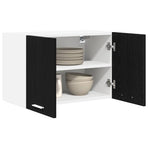 Hanging Cabinet 2 pcs Black Oak and White Engineered Wood