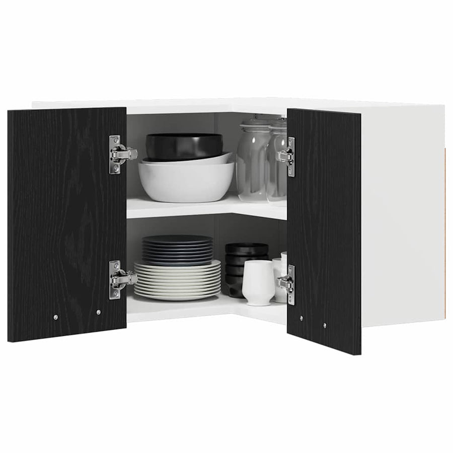 Hanging Cabinet Black Oak and White 57 x 57 x 40 cm