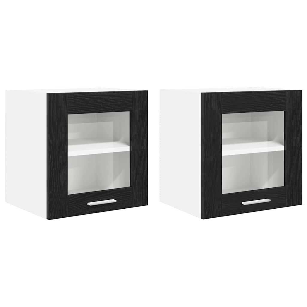 Hanging Cabinet with Shelf Riga 2 pcs Black Oak 40 x 31 x 40 cm