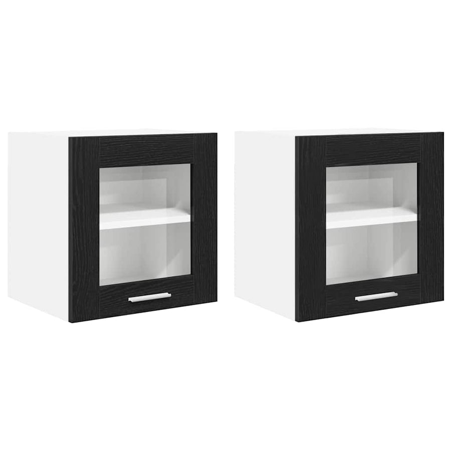 Hanging Cabinet 2 pcs Black Oak Engineered Wood
