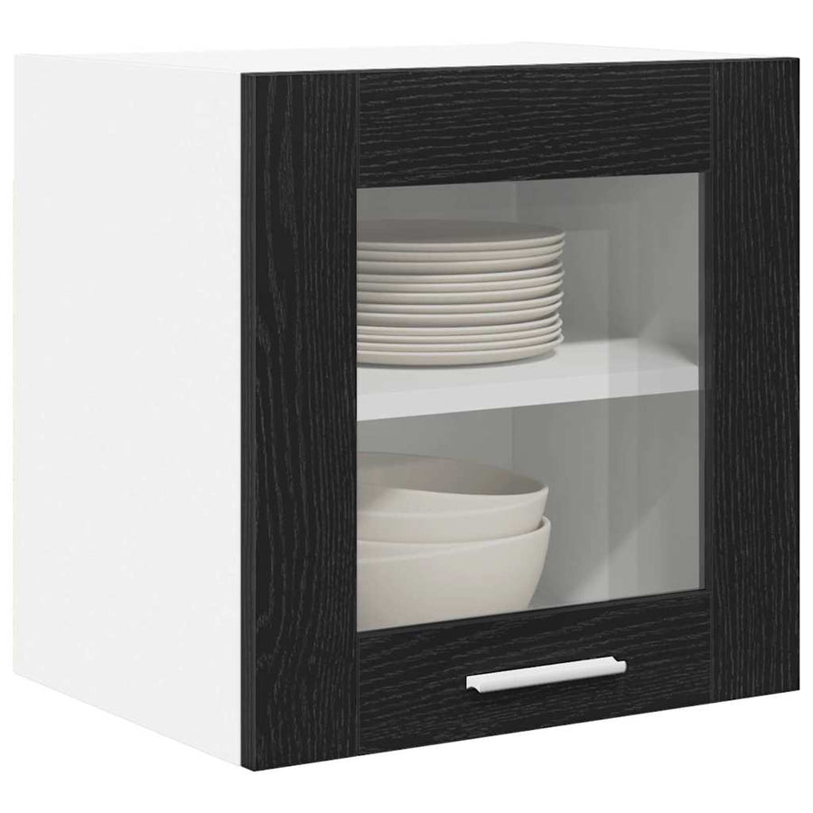 Hanging Cabinet 2 pcs Black Oak Engineered Wood