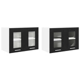 Hanging Cabinet with Shelf Riga 2 pcs Black Oak 60 x 31 x 40 cm - Front View