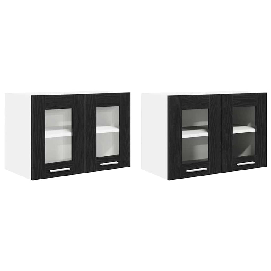 Hanging Cabinet 2 pcs Black Oak Engineered Wood