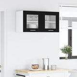 Hanging Cabinet Riga Black Oak and White 80 x 31 x 40 cm - Top-Down View