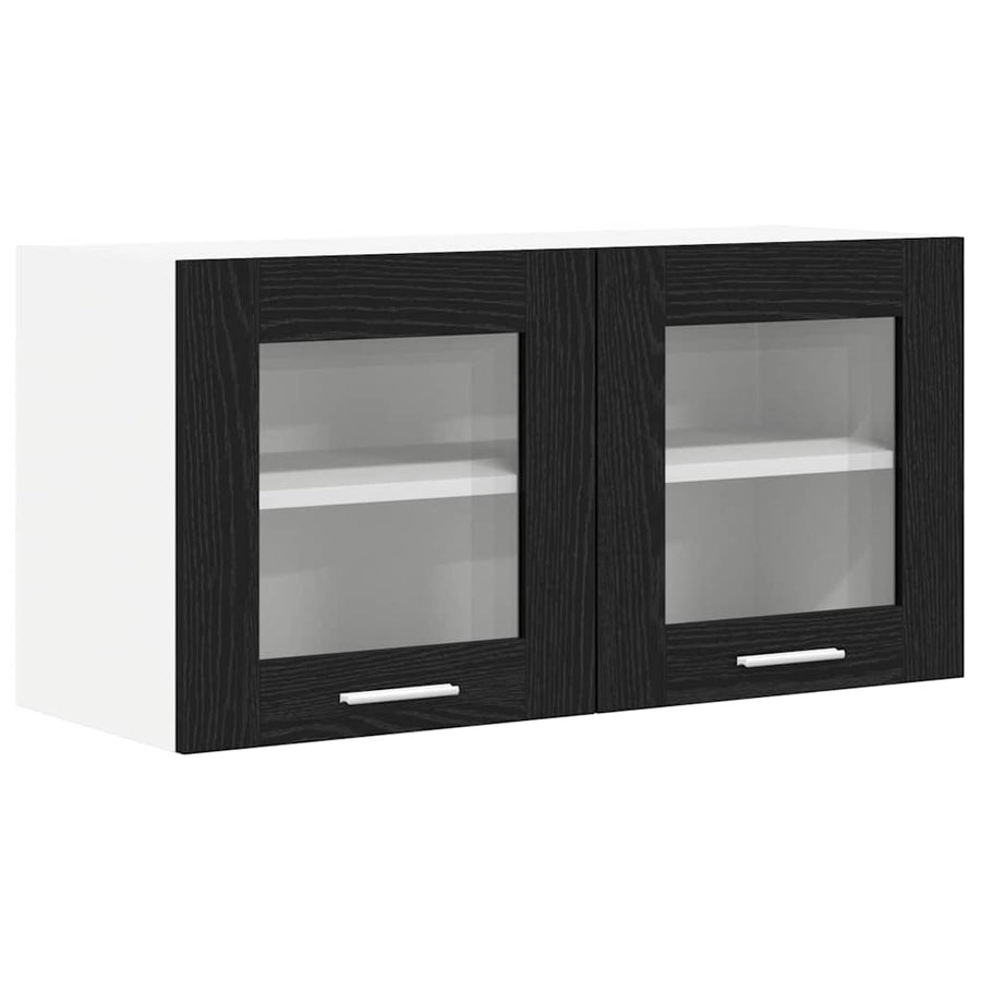 Hanging Cabinet Black Oak and White 80 x 31 x 40 cm