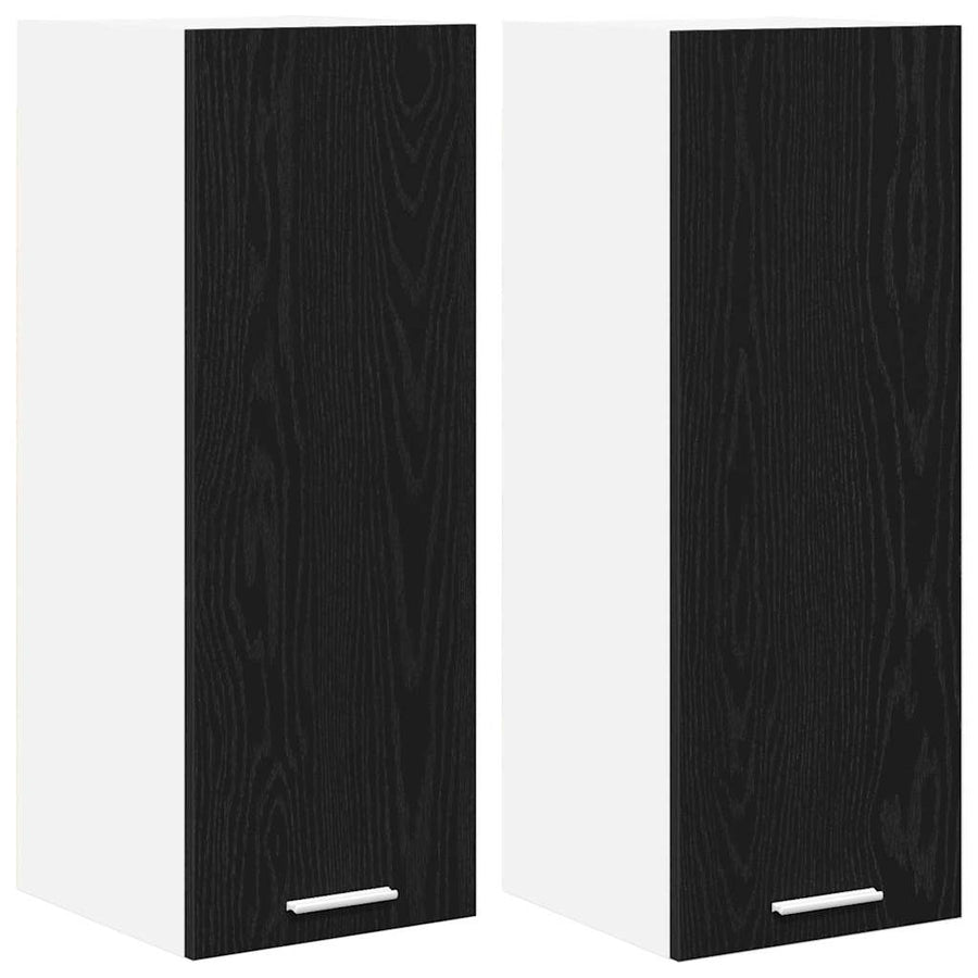 Hanging Cabinet 2 pcs Black Oak and White Engineered Wood