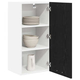 Hanging Cabinet Riga Black Oak and White 40 x 31 x 80 cm - Side View