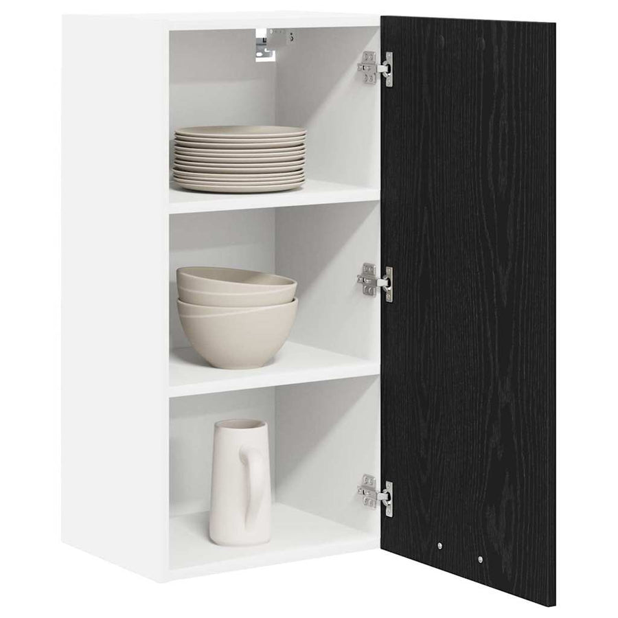 Hanging Cabinet Black Oak and White 40 x 31 x 80 cm