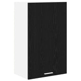 Hanging Cabinet with Door Black Oak and White 50 x 31 x 80 cm