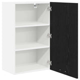 Hanging Cabinet with Door Black Oak and White 50 x 31 x 80 cm
